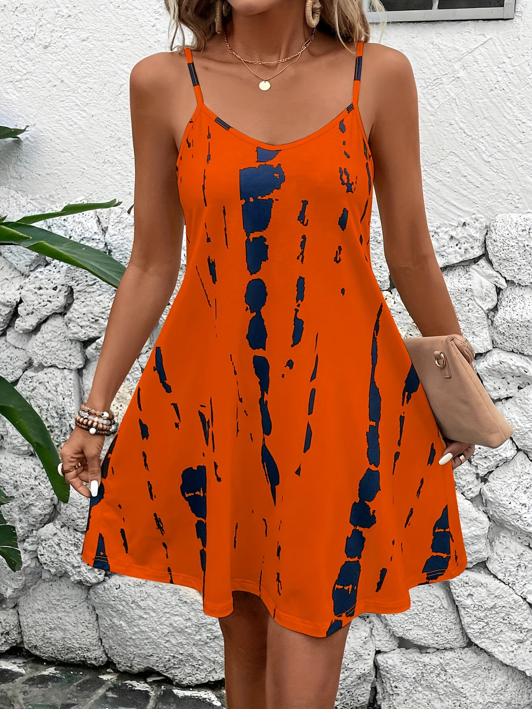 Boho Ink Print Summer Beach Dress