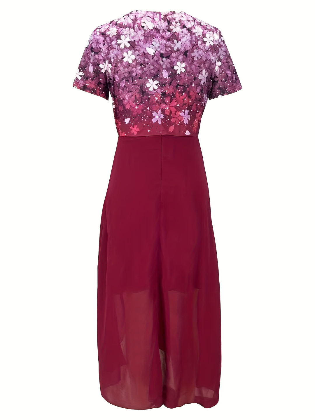 Elegant V-Neck Floral Bodice Maxi Dress