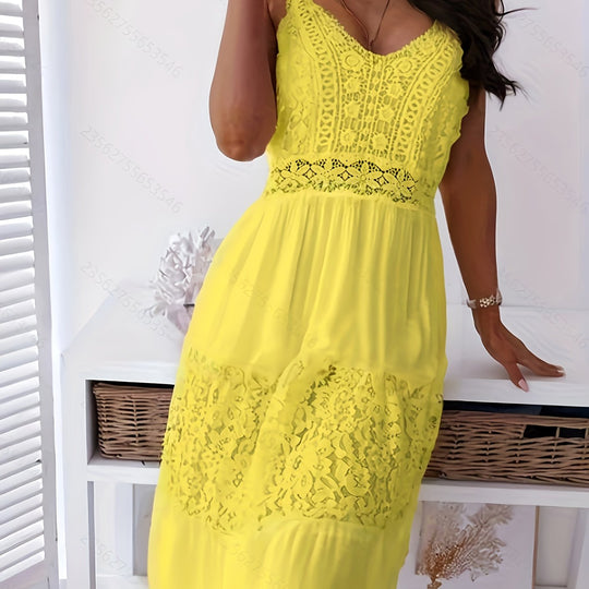Summer Bohemian Sleeveless Spaghetti Strap Lace Dress