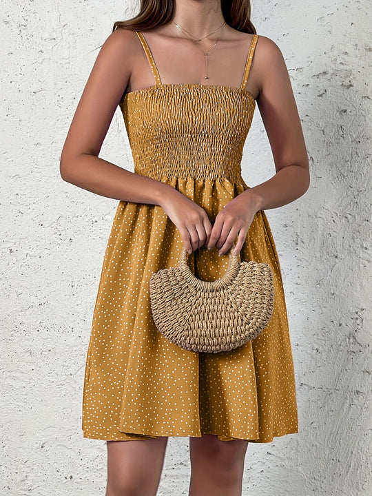 Polka Dot Square Neck Midi Dress