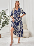 Bohemian Chevron Print Half Sleeve Dress