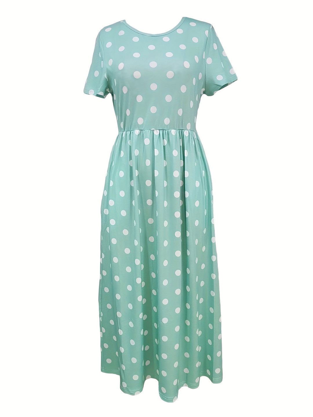 Casual Polka Dot Pocket Midi Dress