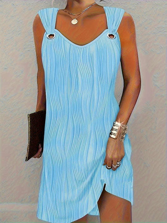 Casual Textured Wave Sleeveless Mini Dress