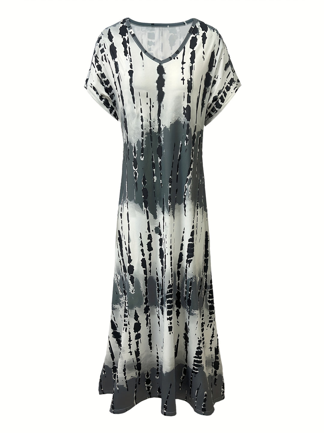 Casual Tie-Dye V-Neck Split Maxi Dress