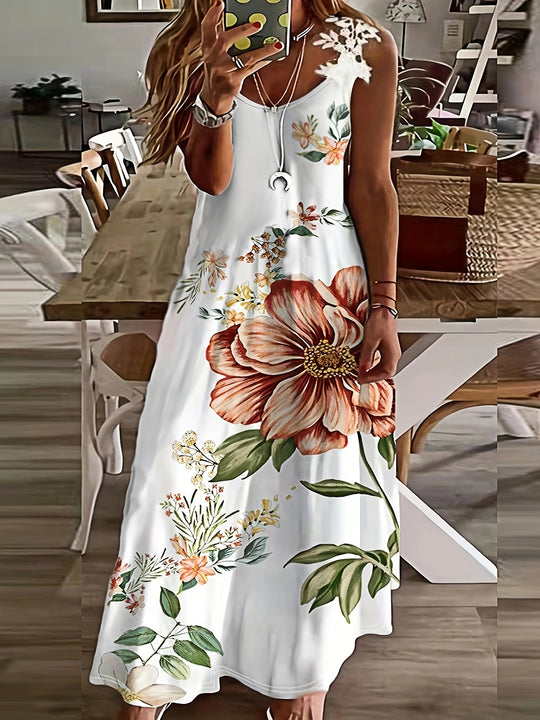 Ombre Floral Lace Strap Maxi Bohemian Dress