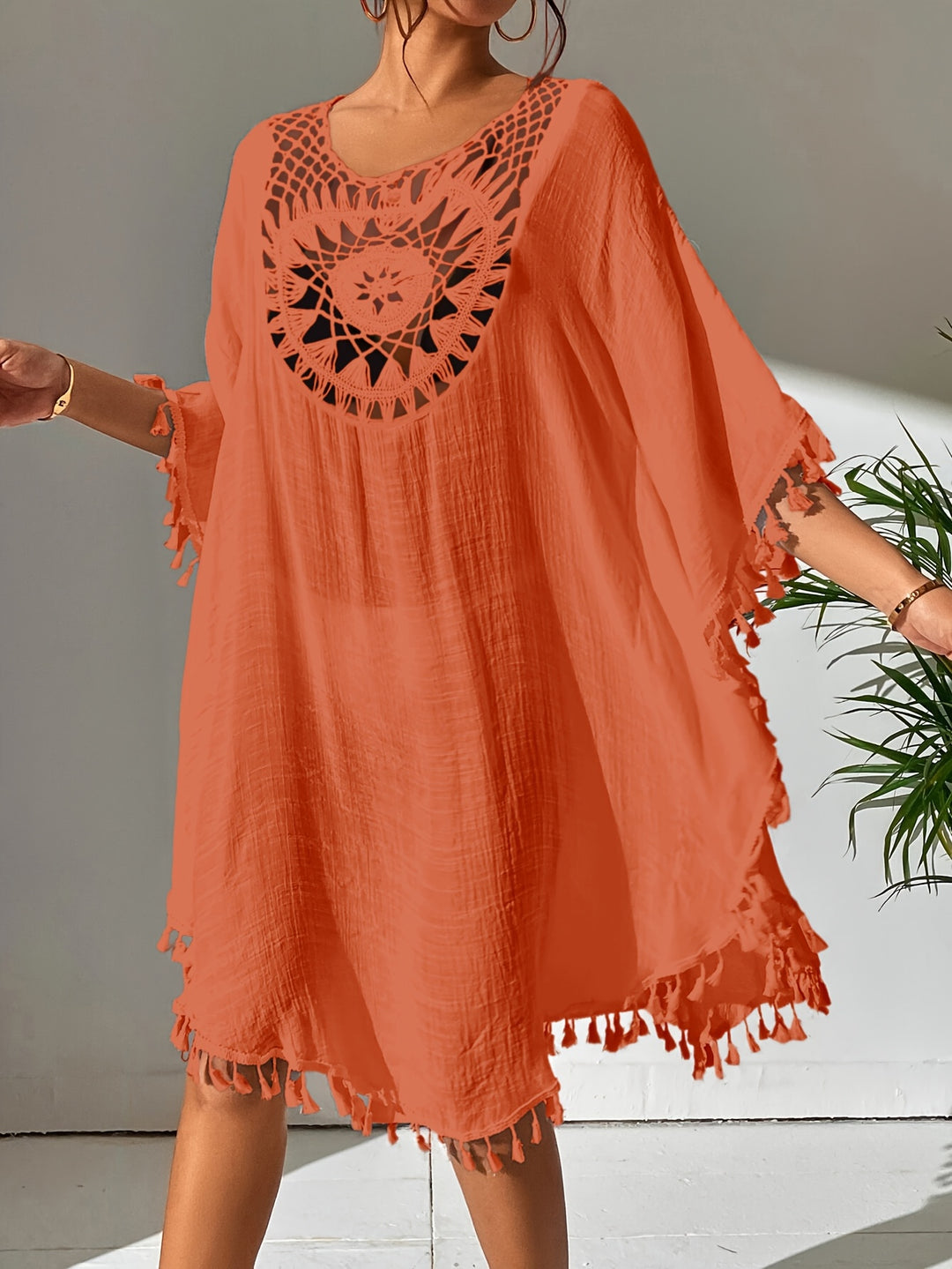 Bohemian Crochet Tassel Beach Cover Up