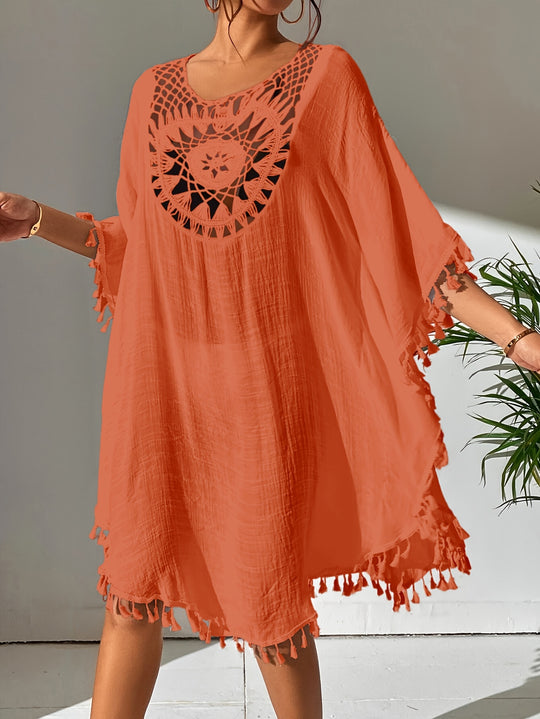 Bohemian Crochet Tassel Beach Cover Up