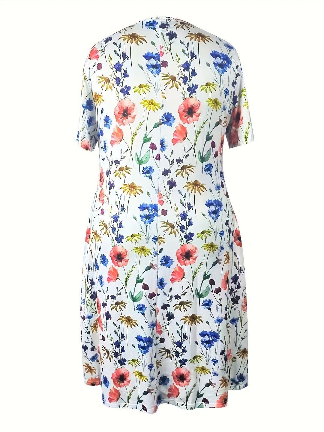 Casual Short Sleeve Floral Pocket Dress