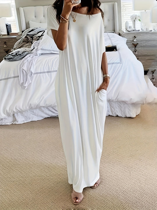 Bohemian Dropped Shoulder Pocket Dress - Plus Size