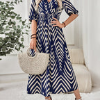 Bohemian Chevron Print Half Sleeve Dress