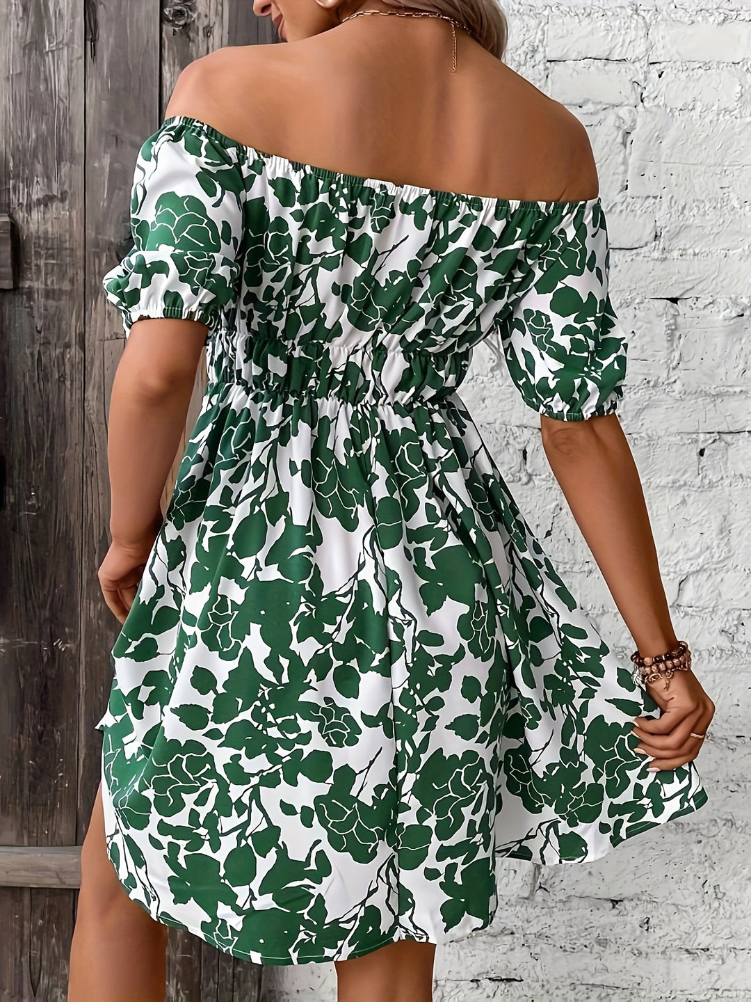 Floral Print Off-Shoulder A-Line Mini Dress