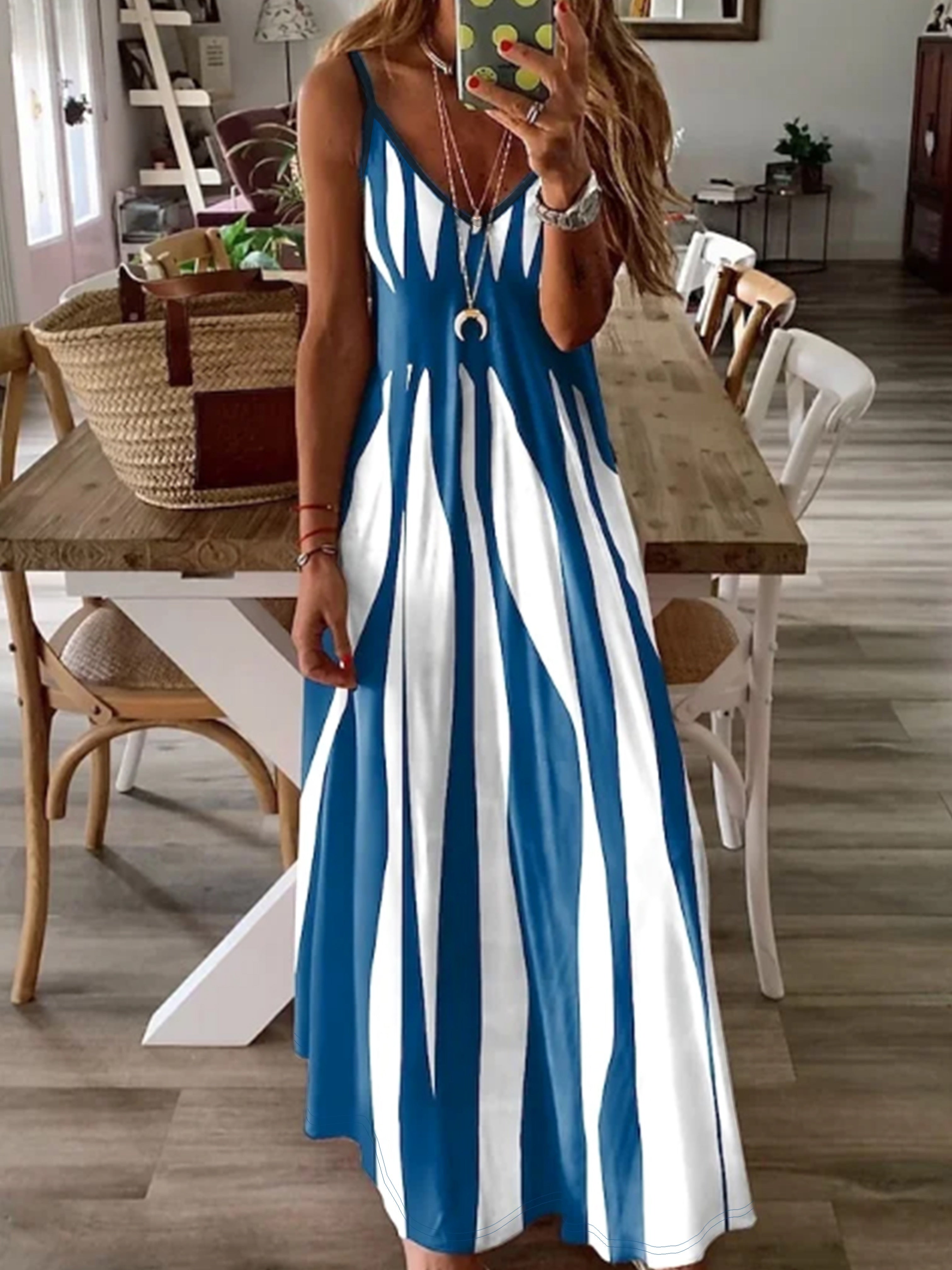 Flowy Vertical Stripe Maxi Dress