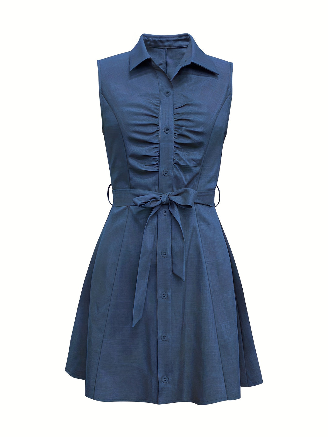 Casual Ruched Waist Button-Front Mini