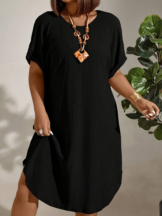Relaxed Short Sleeve Boho Dress - Plus Size