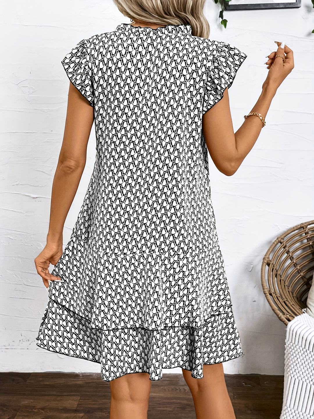 Tie-Neck Tiered Ruffle Summer Dress