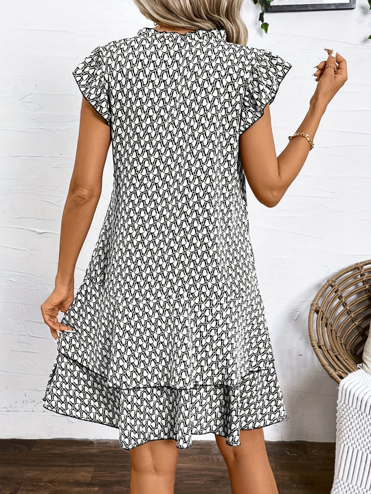Tie-Neck Tiered Ruffle Summer Dress