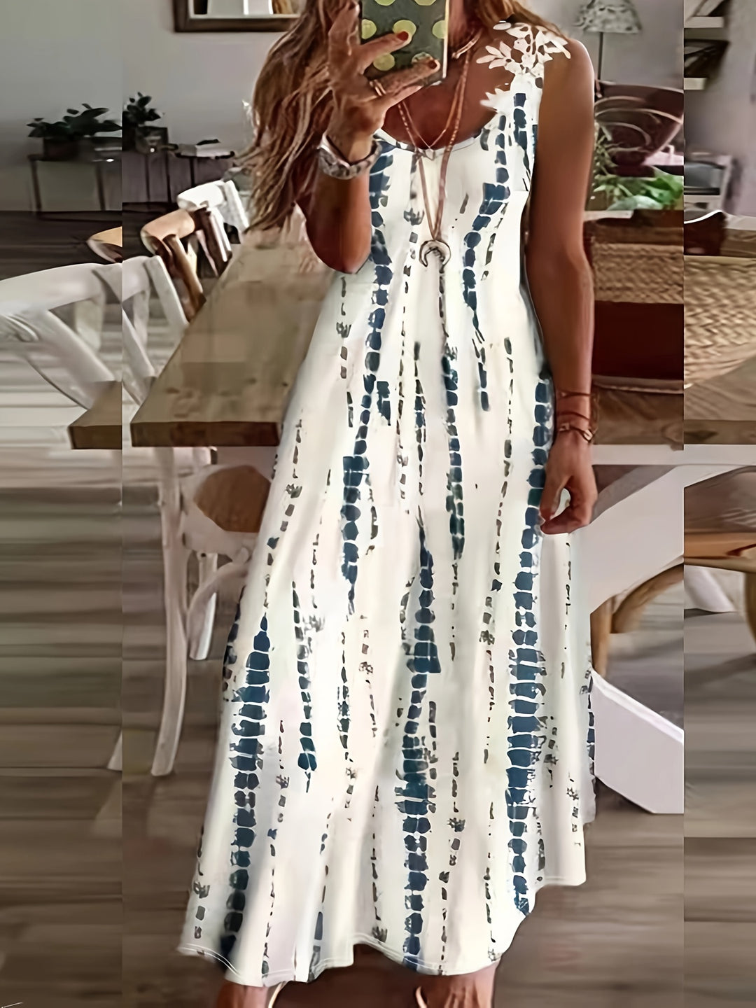 Ombre Floral Lace Strap Maxi Bohemian Dress
