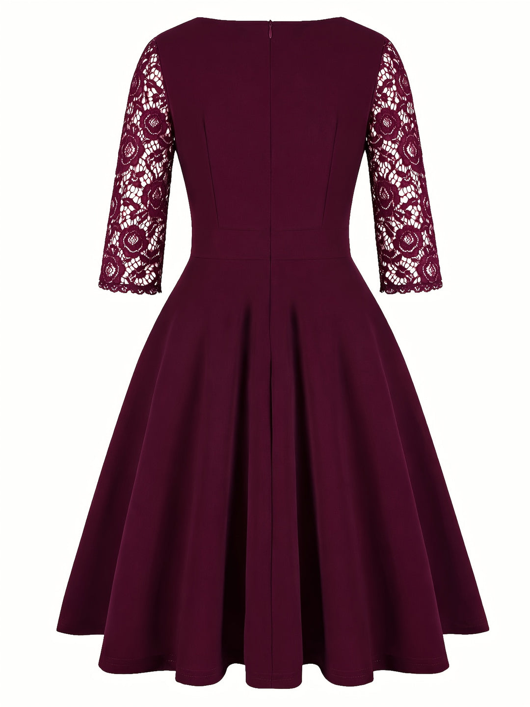 Elegant Lace Sleeve Fit Flare Dress
