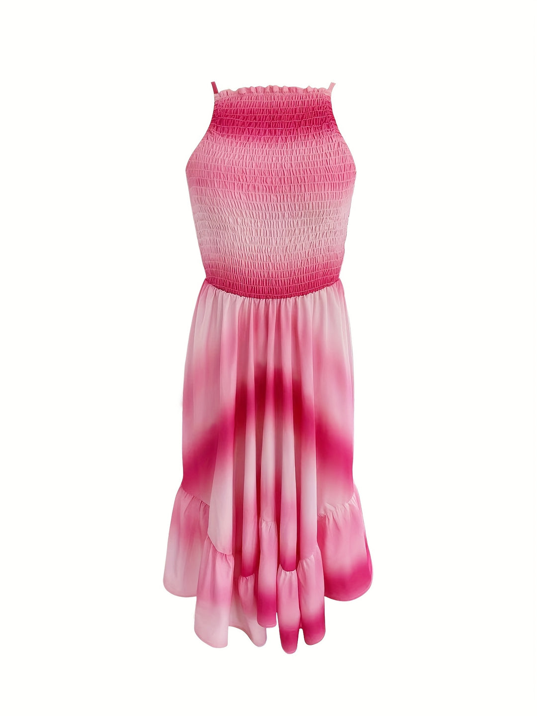 Casual Ombre Smocked Halter Dress