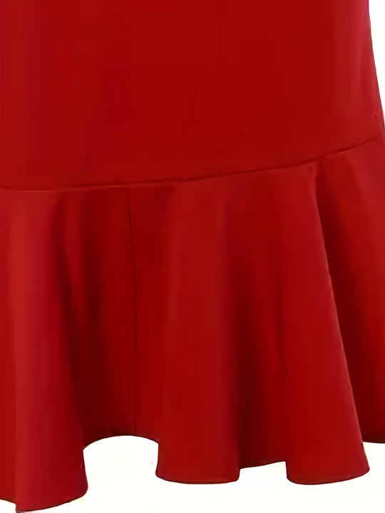 Elegant One Shoulder Ruffle Midi Dress