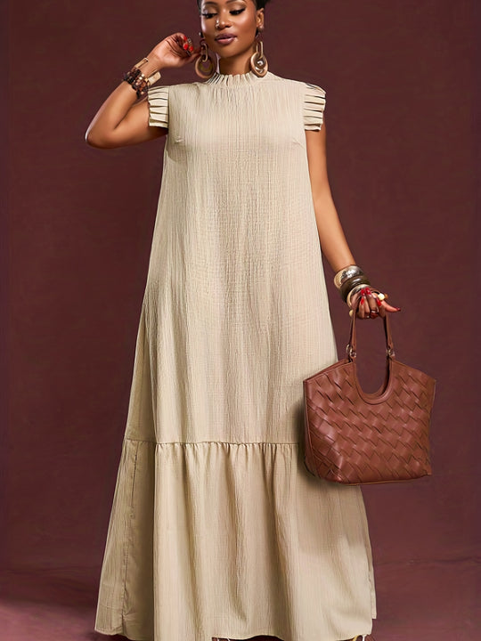 Boho Ruffle Cap Sleeve Textured Maxi Dress - Plus Size