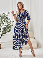 Bohemian Chevron Print Half Sleeve Dress
