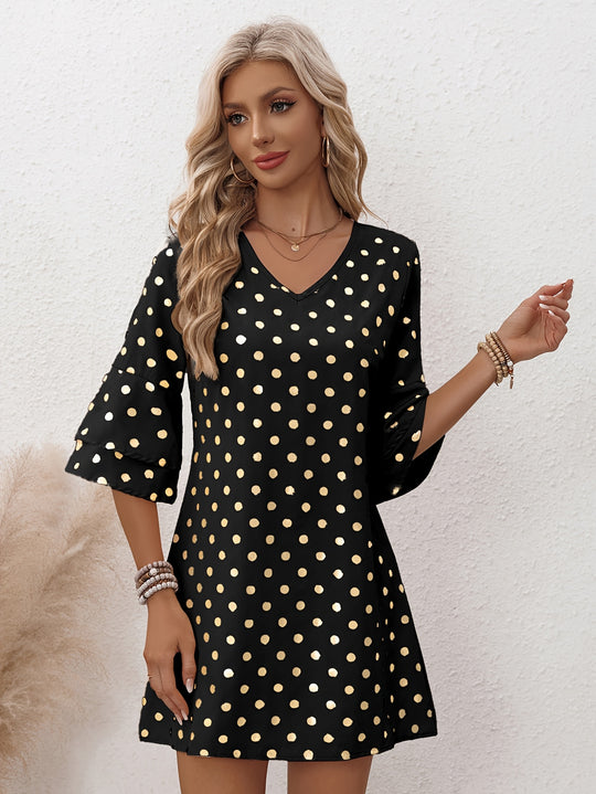 Polka Dot Tiered Sleeve Mini Dress
