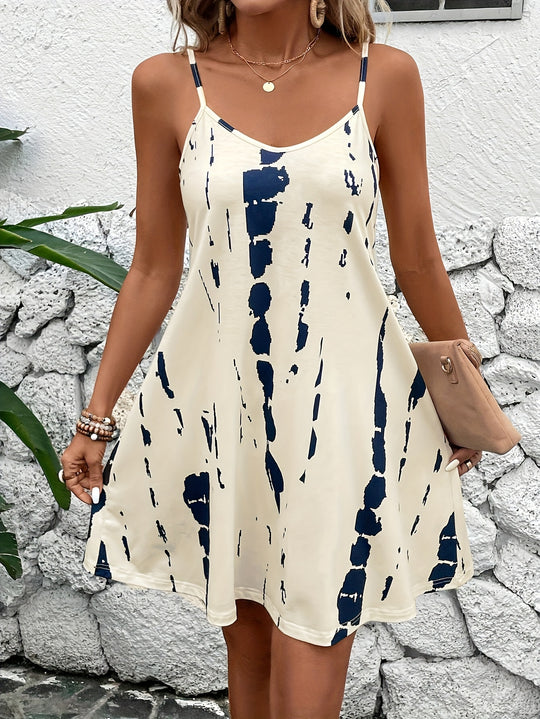 Boho Ink Print Summer Beach Dress