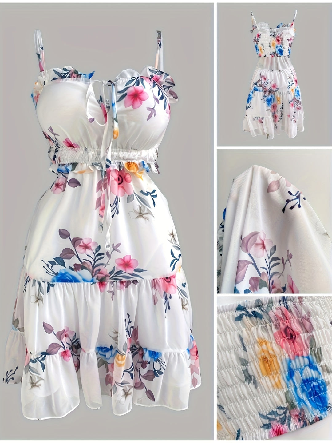 Floral Cutout Sleeveless Summer Boho Dress