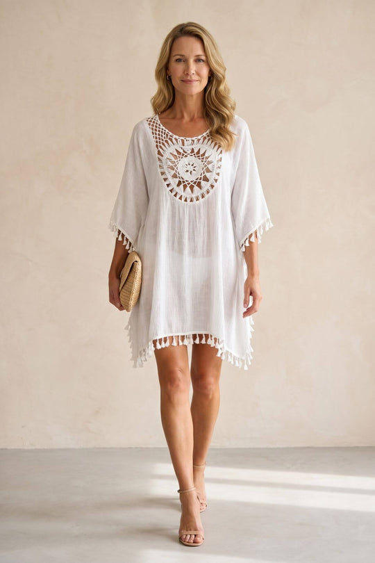 Bohemian Crochet Tassel Beach Cover Up