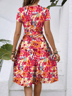 Boho A-Line Floral Tie Waist Dress