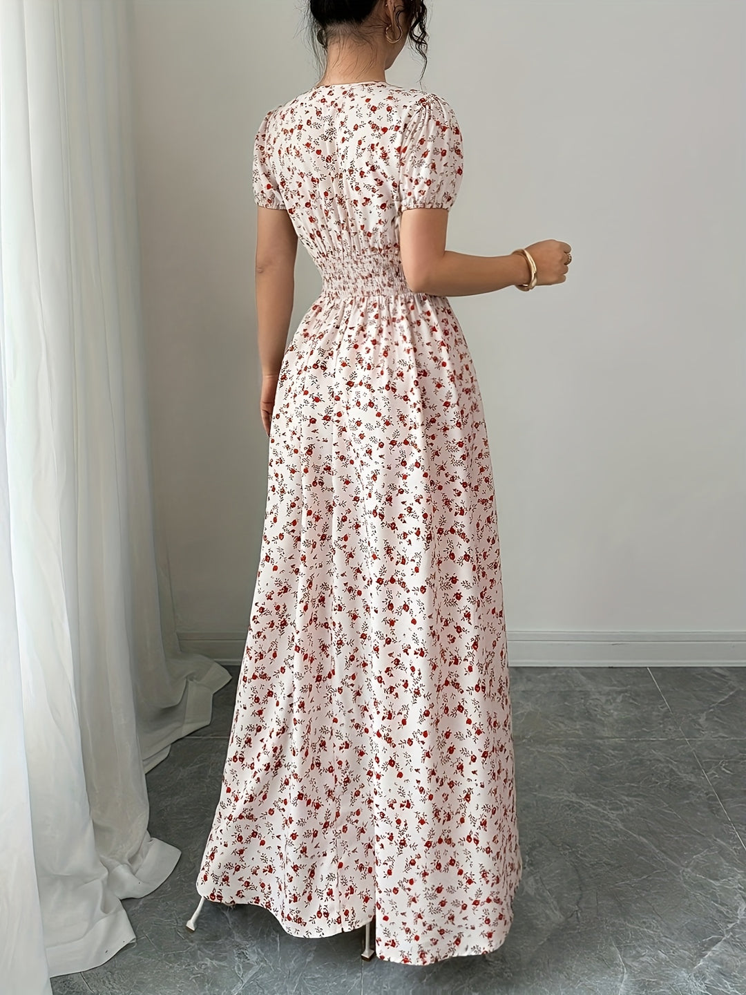 Bohemian Striped Bow Print Maxi Dress