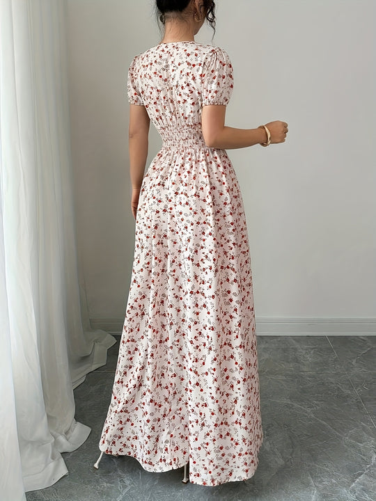 Bohemian Striped Bow Print Maxi Dress