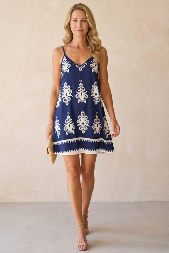 V-Neck Bohemian Medallion Print Sleeveless Summer Dress