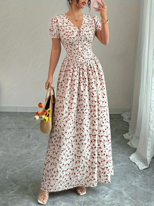 Bohemian Striped Bow Print Maxi Dress