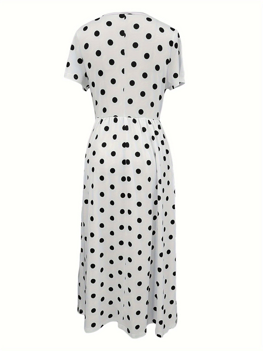 Casual Polka Dot Pocket Midi Dress
