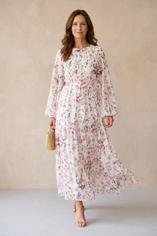 Bohemian Floral Tie Waist Maxi Dress
