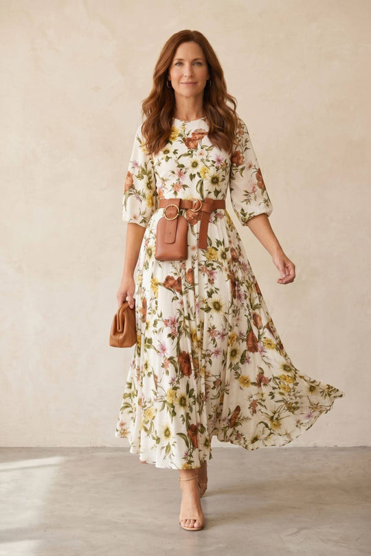Romantic Puff Sleeve Floral Maxi Dress