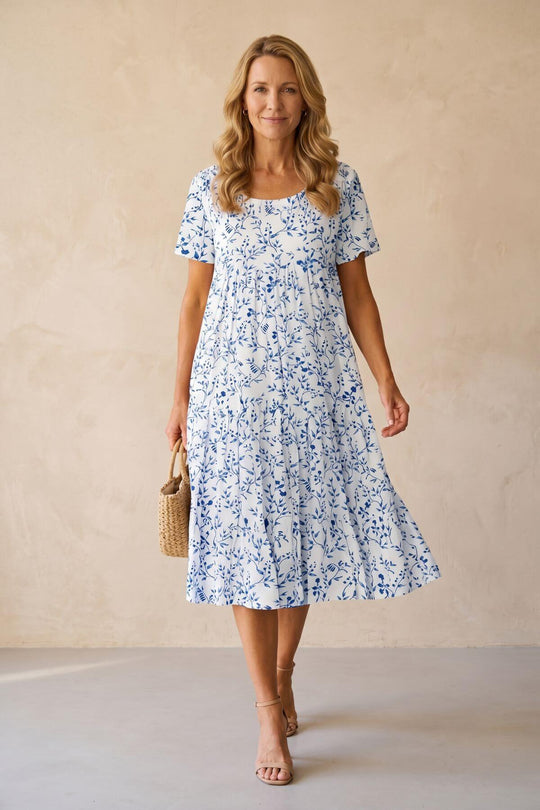Leaf Pattern Short Sleeve Pocket Casual Dress - Plus Size