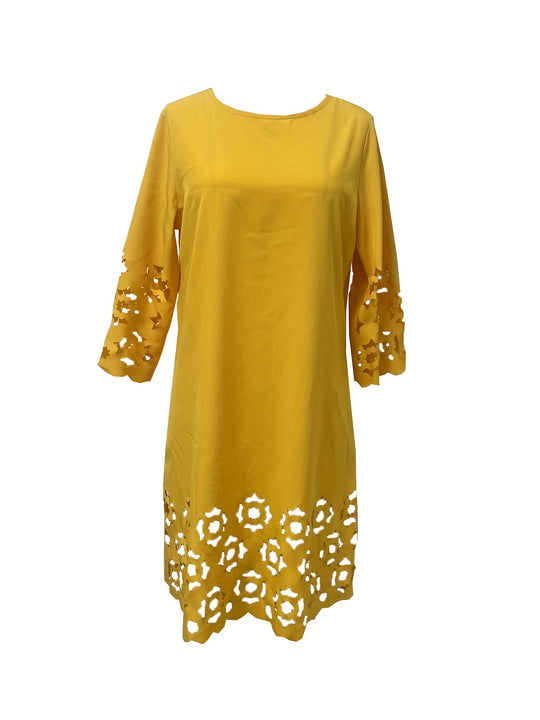 Elegant Laser Cut Shift Mini Dress