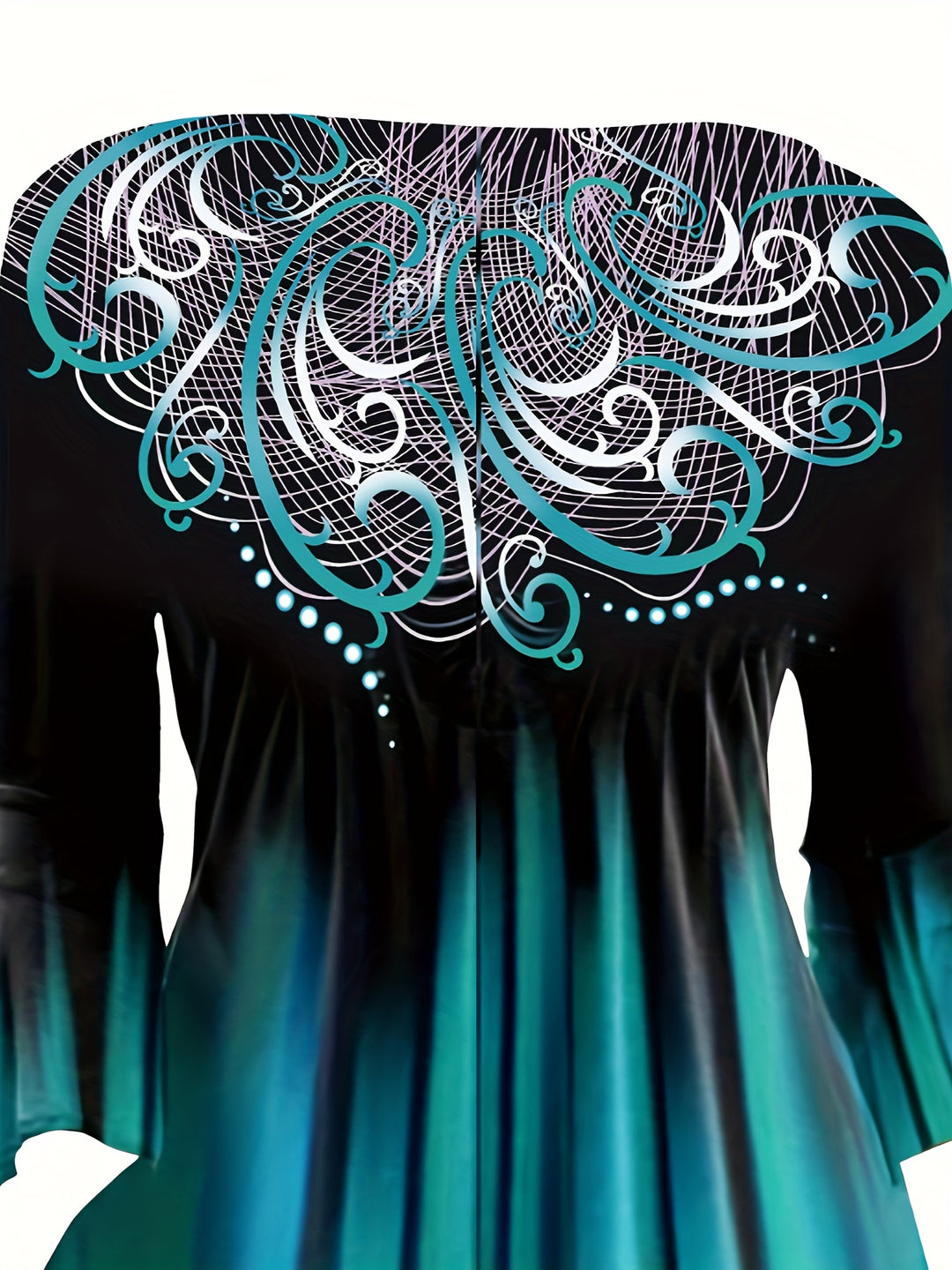 Bohemian Flare Sleeve Graphic Midi Dress
