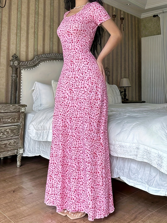 Boho Scoop Neck Flowy Maxi Dress