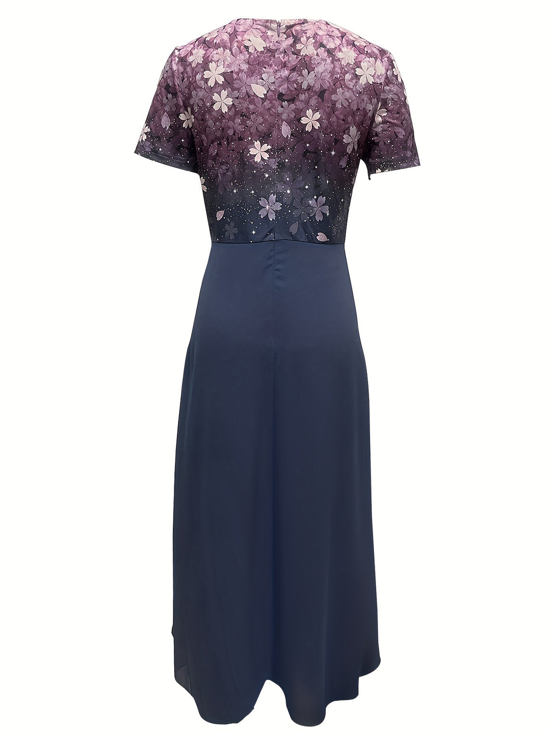 Elegant V-Neck Floral Bodice Maxi Dress
