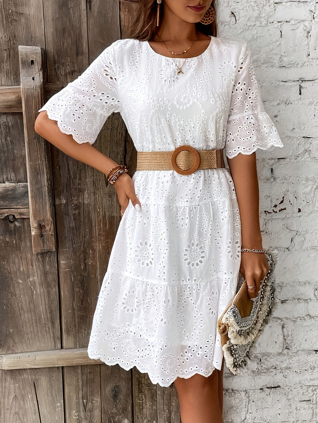 Boho Short Sleeve Embroidered Summer Dress