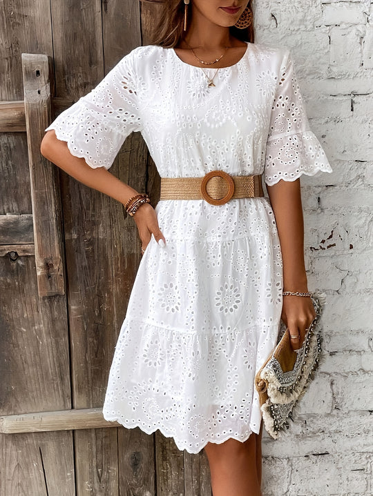 Boho Short Sleeve Embroidered Summer Dress