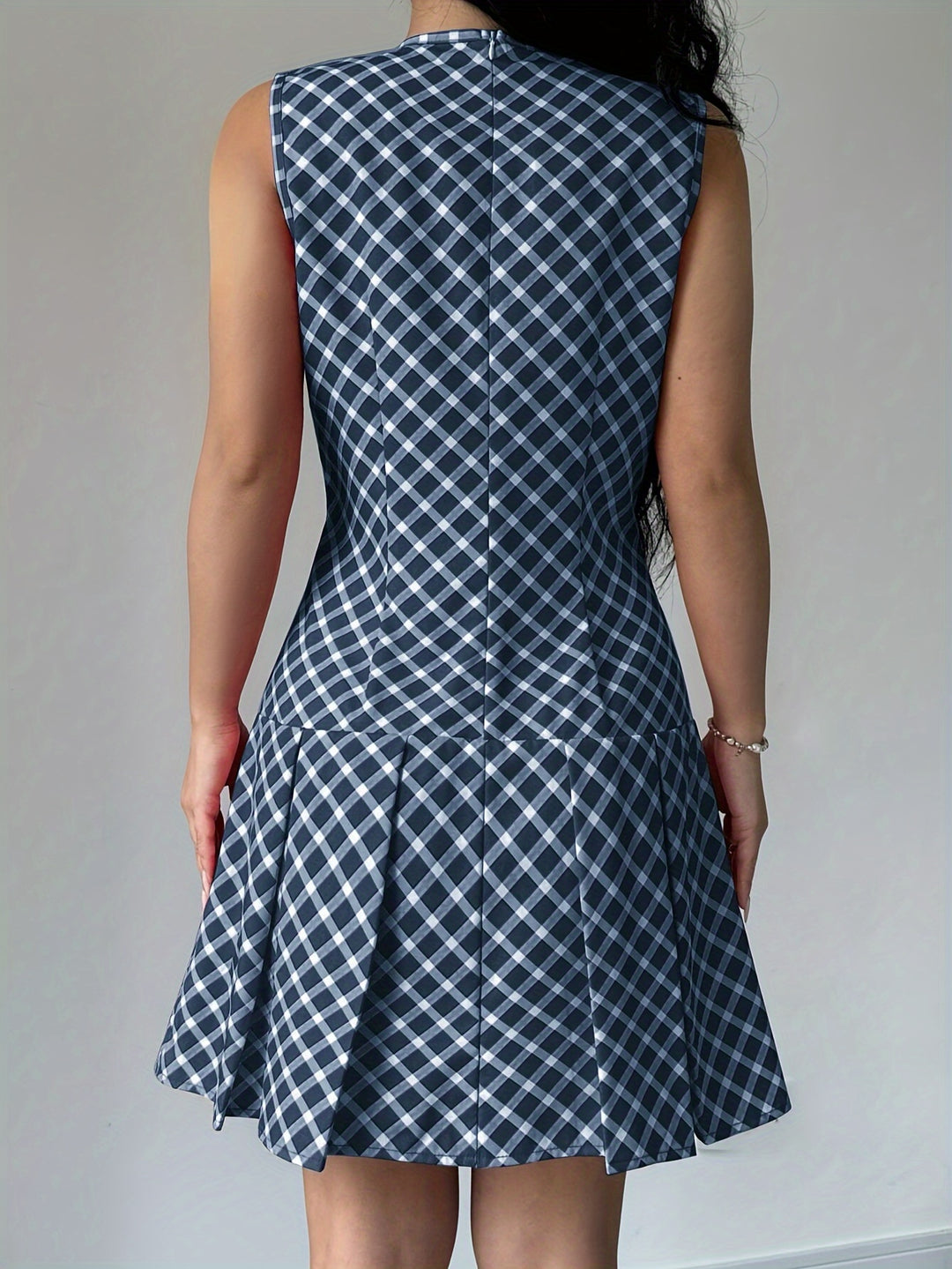 Casual Plaid Drop Waist Mini Dress