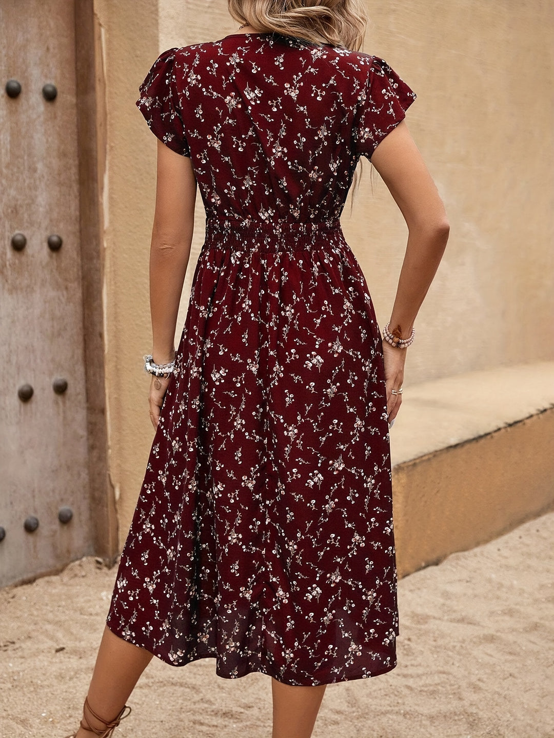 Smocked Waist Ditsy Floral Summer Dress
