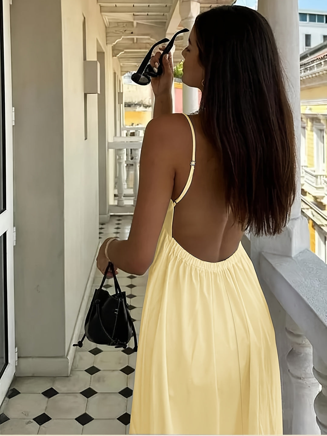 Flowy Backless Sleeveless Bohemian Slip Dress
