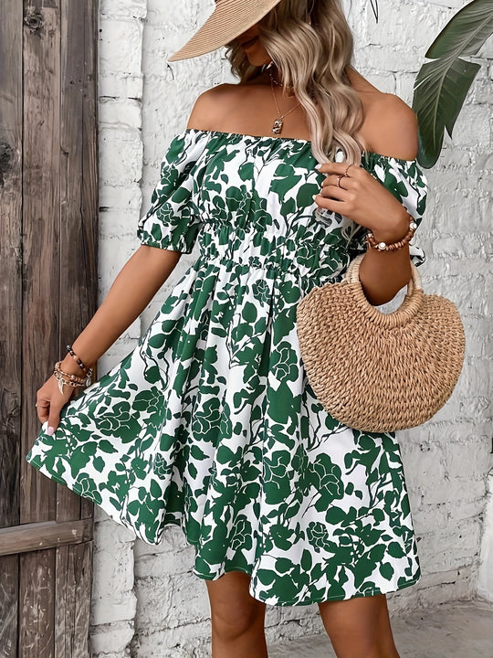 Floral Print Off-Shoulder A-Line Mini Dress