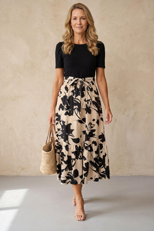Puff Sleeve Floral Tie Waist Maxi Dress